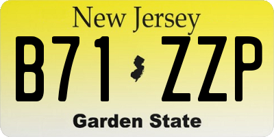 NJ license plate B71ZZP