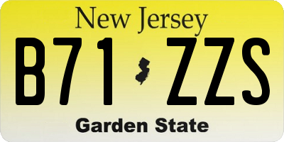 NJ license plate B71ZZS