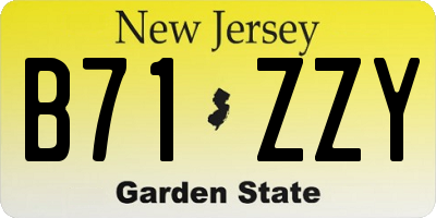 NJ license plate B71ZZY