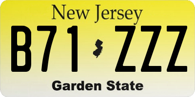 NJ license plate B71ZZZ