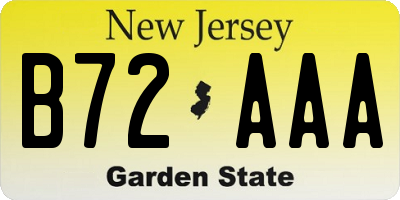 NJ license plate B72AAA