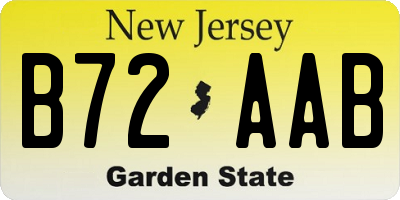 NJ license plate B72AAB