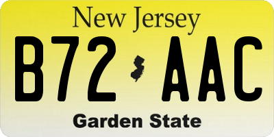 NJ license plate B72AAC