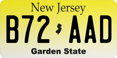 NJ license plate B72AAD