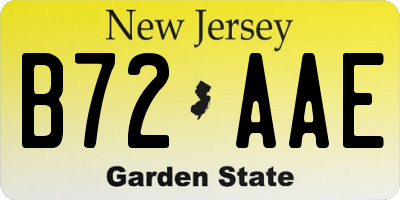 NJ license plate B72AAE