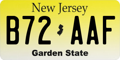 NJ license plate B72AAF