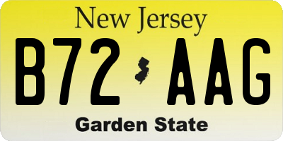 NJ license plate B72AAG