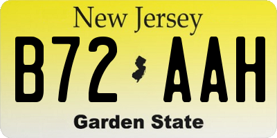 NJ license plate B72AAH