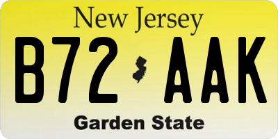 NJ license plate B72AAK