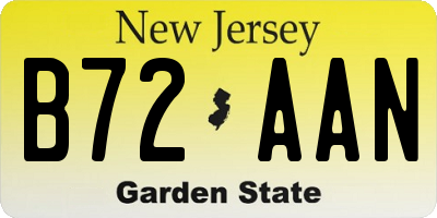 NJ license plate B72AAN