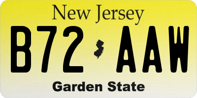NJ license plate B72AAW
