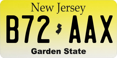 NJ license plate B72AAX