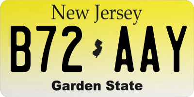 NJ license plate B72AAY