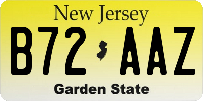 NJ license plate B72AAZ
