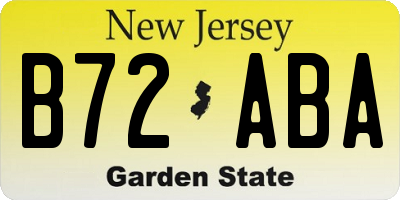 NJ license plate B72ABA