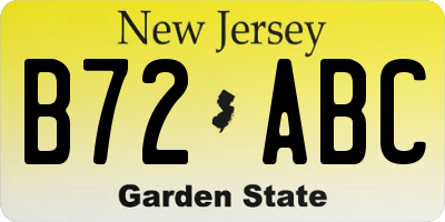 NJ license plate B72ABC