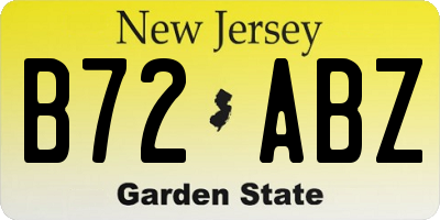 NJ license plate B72ABZ