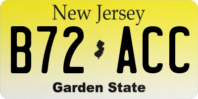 NJ license plate B72ACC