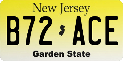 NJ license plate B72ACE