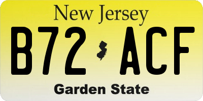 NJ license plate B72ACF