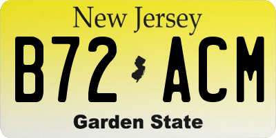 NJ license plate B72ACM