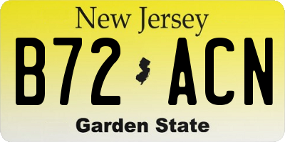 NJ license plate B72ACN