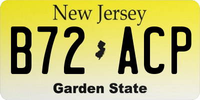 NJ license plate B72ACP