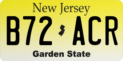 NJ license plate B72ACR
