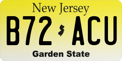 NJ license plate B72ACU