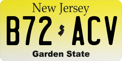 NJ license plate B72ACV