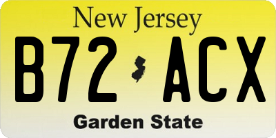 NJ license plate B72ACX