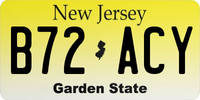 NJ license plate B72ACY