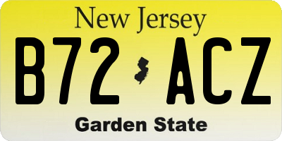 NJ license plate B72ACZ