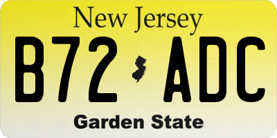 NJ license plate B72ADC