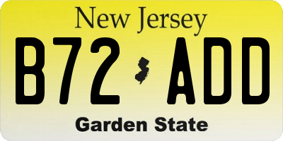 NJ license plate B72ADD