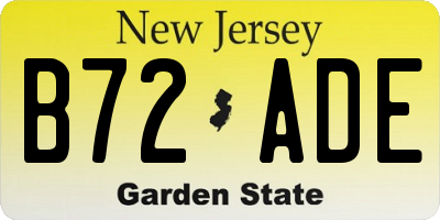NJ license plate B72ADE