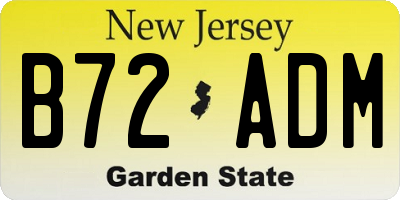 NJ license plate B72ADM