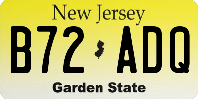 NJ license plate B72ADQ