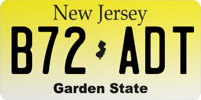 NJ license plate B72ADT