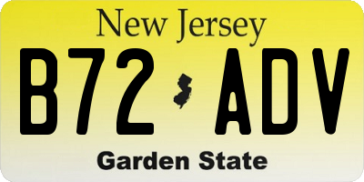NJ license plate B72ADV