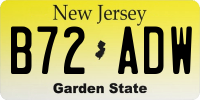 NJ license plate B72ADW