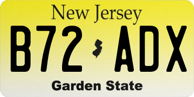 NJ license plate B72ADX