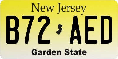 NJ license plate B72AED