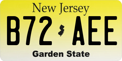 NJ license plate B72AEE