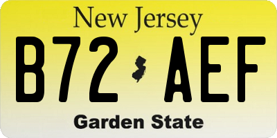 NJ license plate B72AEF