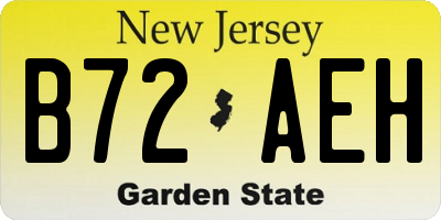 NJ license plate B72AEH