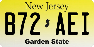 NJ license plate B72AEI