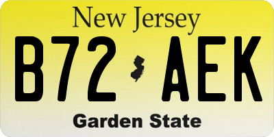 NJ license plate B72AEK