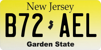 NJ license plate B72AEL