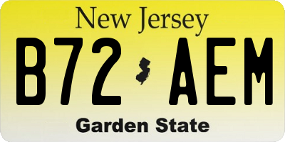 NJ license plate B72AEM